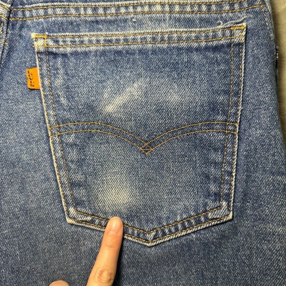 Levis 575 Jean Shorts Women Size 29x3 Orange Tab High Waist‎ Cut Off Dark Denim - Picture 10 of 13